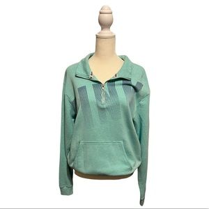 PINK Victoria’s Secret Quarter Zip Long Sleeve Sweater Blue-Green